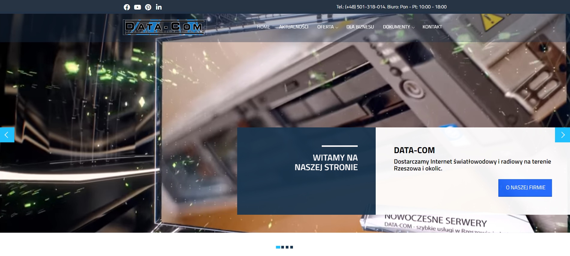 Strona www DATA-COM światłowód Rzeszów